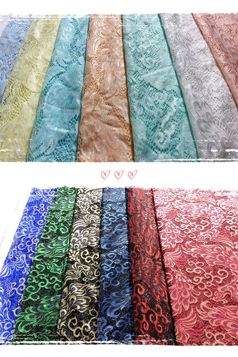 Wholesale of gold-colored phoenix lace fabric, phoenix skirts, wedding accessories, home window screens and tablecloths pic 19