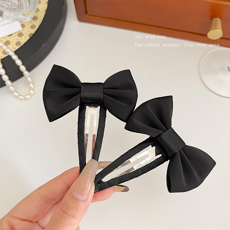 法式气质蝴蝶结发夹女前额碎发刘海夹简约发卡复古碎发bb夹子头饰详情9