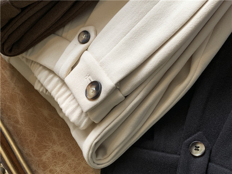 Apricot-colored woolen pants for women in the autumn and winter of 2022: loose, slimming, thickened, warm, and casual, grandma and dad pants pic 2