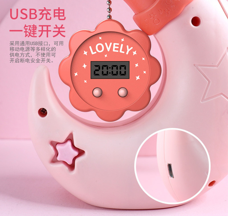 New cartoon moon LED pen holder desk lamp with clock, mirror, pencil sharpener, student charging, night light and logo printing pic 9