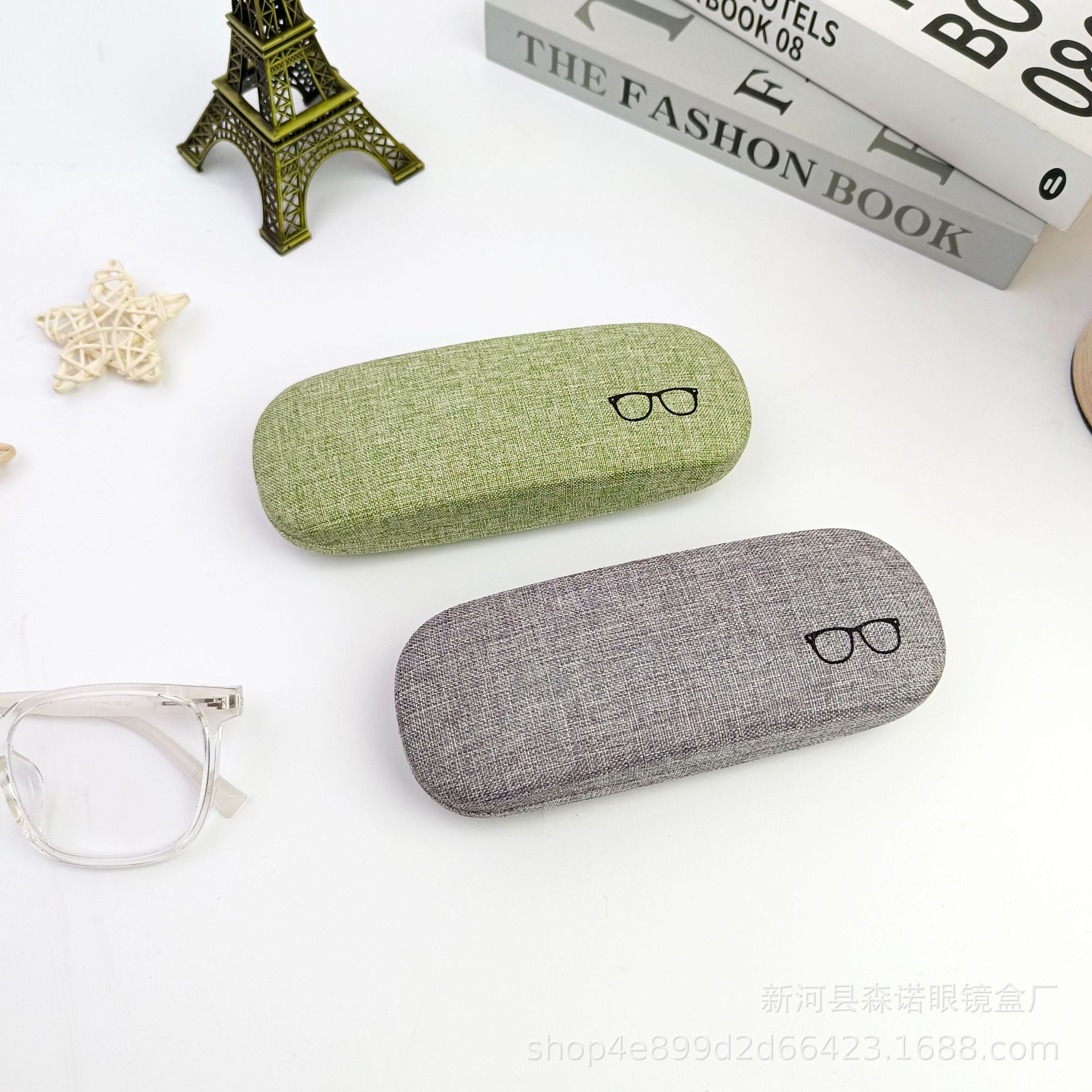 厂家供应时尚简约麻布眼镜盒子男女近视眼镜盒铁质太阳镜盒墨镜盒详情8