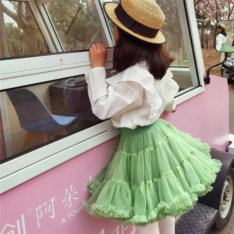 Europa y américa niñas tutu vestido de mitad de la segunda generación otoño e invierno festival rendimiento vestido de princesa vestido de año nuevo vestido de malla de gasa puffy pic 8
