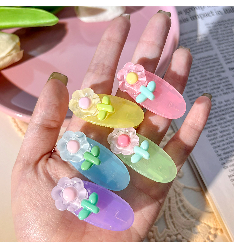 夏季花朵儿童发夹批货小女孩椭圆夹边夹碎发夹可爱学生小夹子头饰详情6