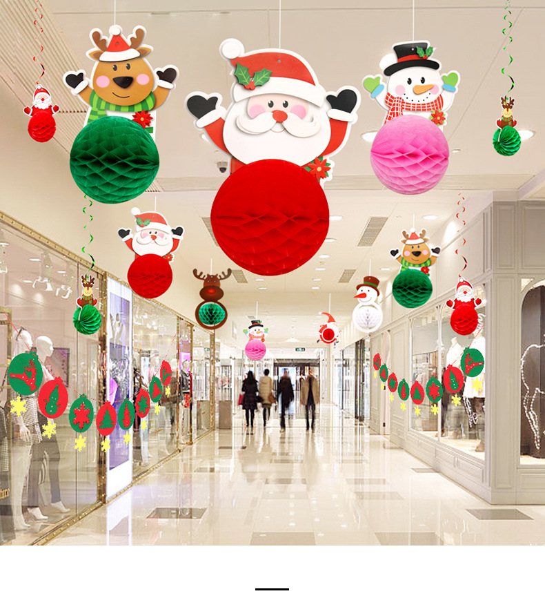 圣诞节蜂窝球拉旗装饰用品店铺场景布置道具蜂窝吊球拉花吊饰挂饰详情2