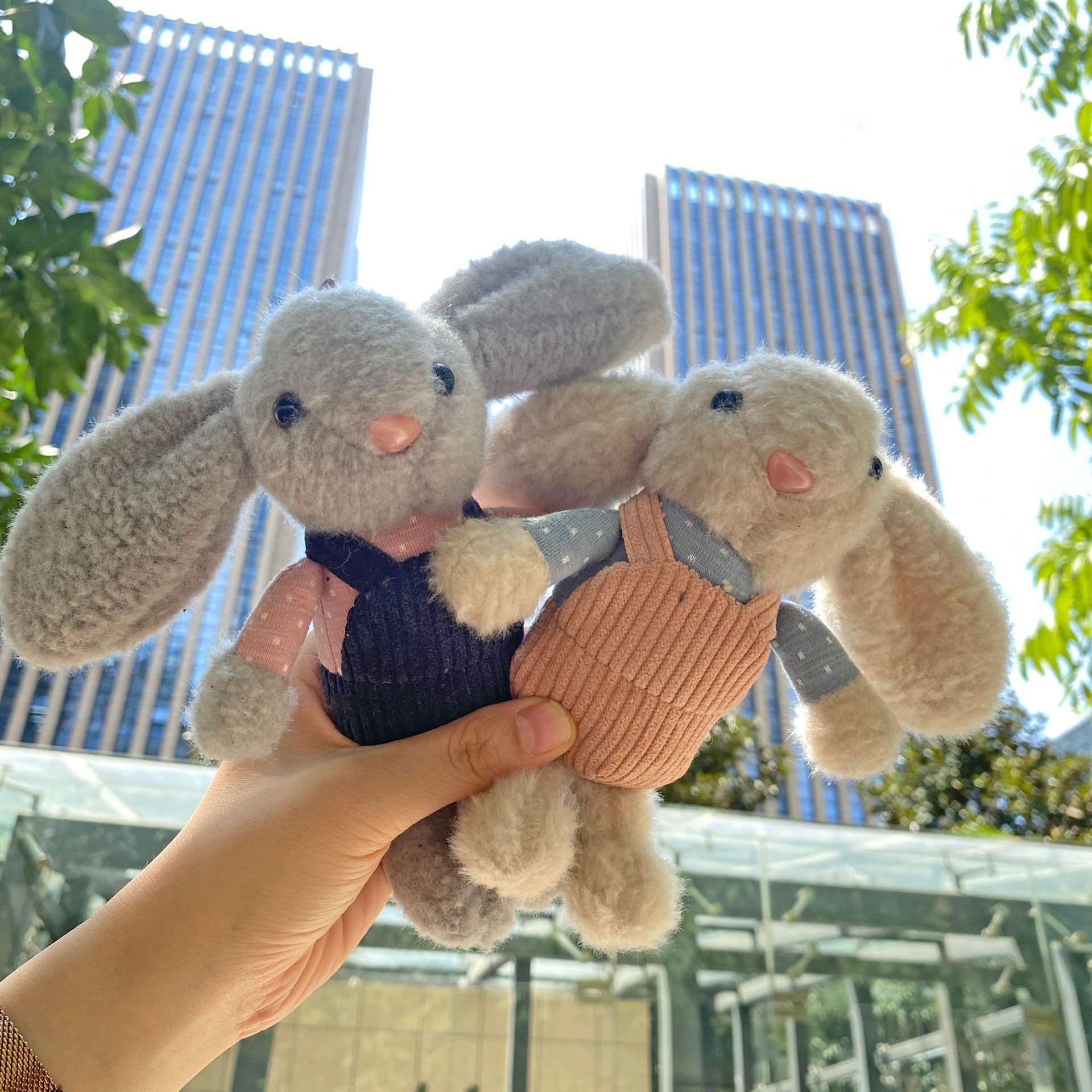 Cartoon plush rabbit pendant strap, cute and soft rabbit keychain pendant, figurine backpack decoration pendant pic 2