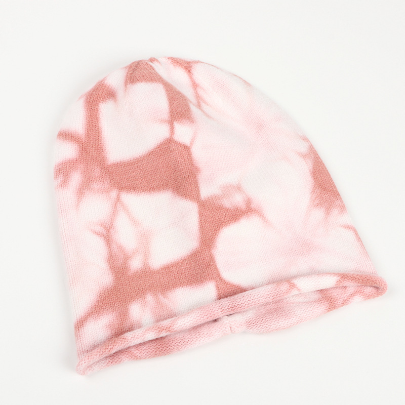 The popular tie-dyed woolen hats for men and women in foreign trade, the warm outdoor rolled-up pile hat, and the hip-hop knitted pullover cold hat for autumn and winter pic 12
