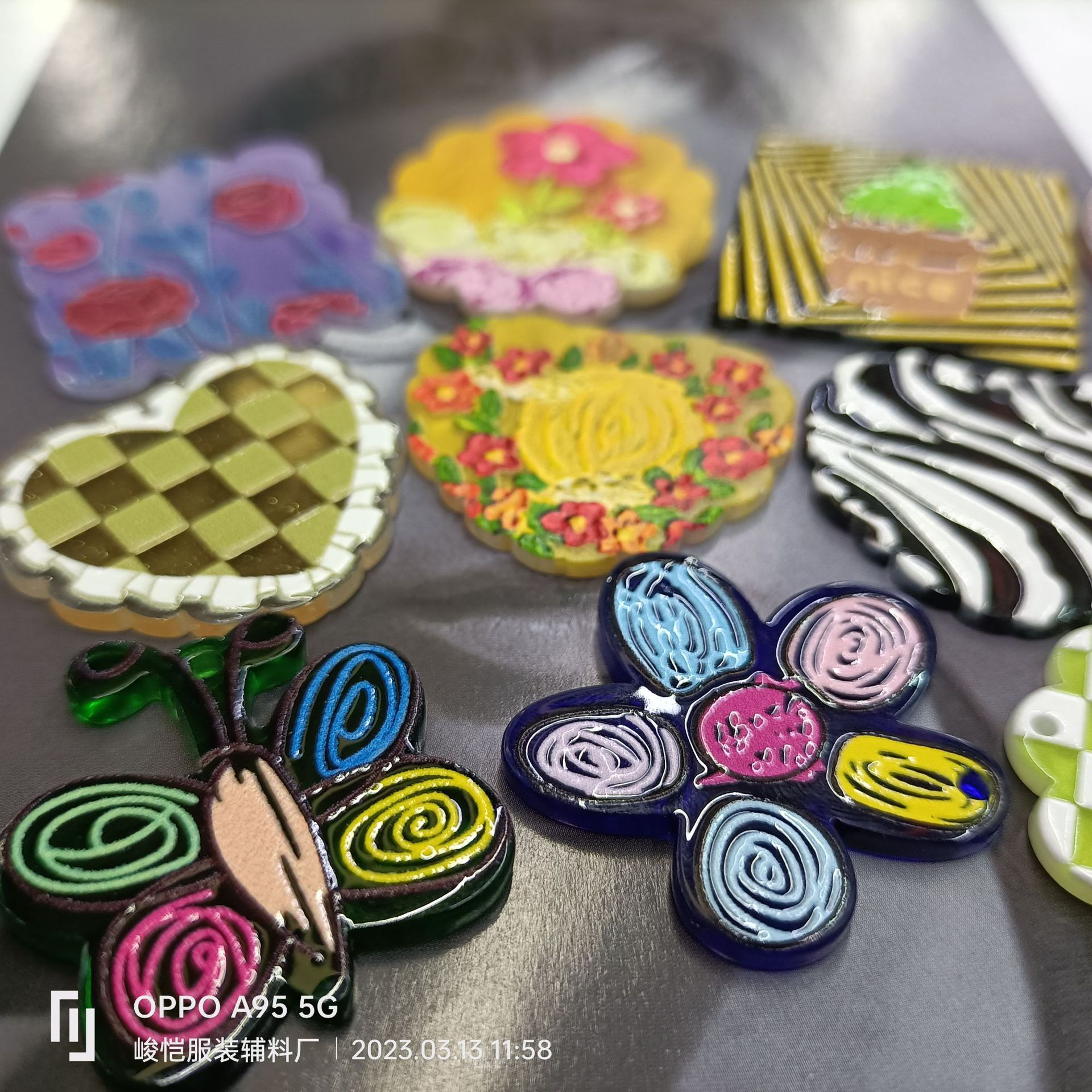 ins colorful and irregular-shaped flower apple color block relief acrylic pendant DIY handmade jewelry earring accessory material pic 3