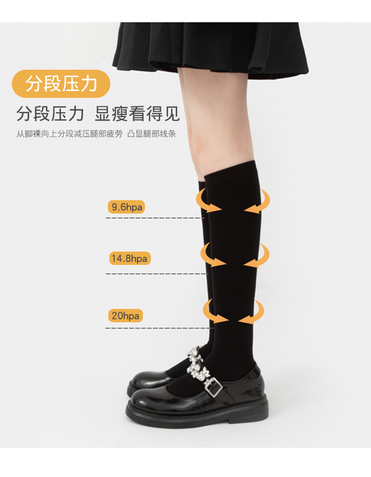 HENNY RUE 2021 Segmented Pressure Slimming Leica Cotton Calf Socks pic 11