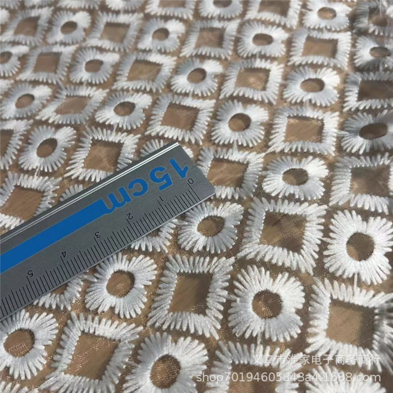 Factory direct sales of extra-dense checkered embroidered fabric, precision organza embroidered dress and garment accessories fabric pic 9