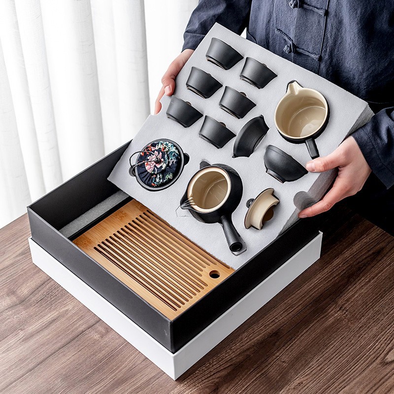 陶瓷功夫茶具简约礼盒家用创意茶盘茶叶罐套装房地产酒店商务礼品详情3