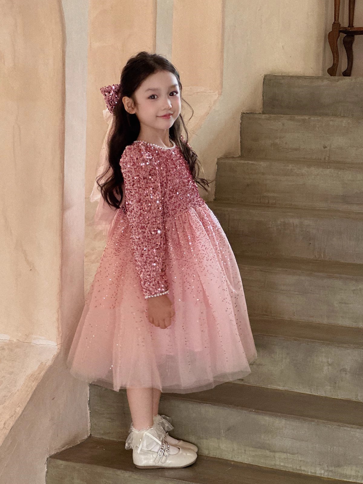 女童裙子亮片头纱加绒加厚超仙公主裙连衣裙2025冬装新款外贸童装详情24