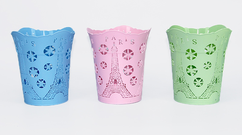 Household and office waste mini wastebasket, iron tower desktop mini trash can, pen holder, potted plant flowerpot pic 1