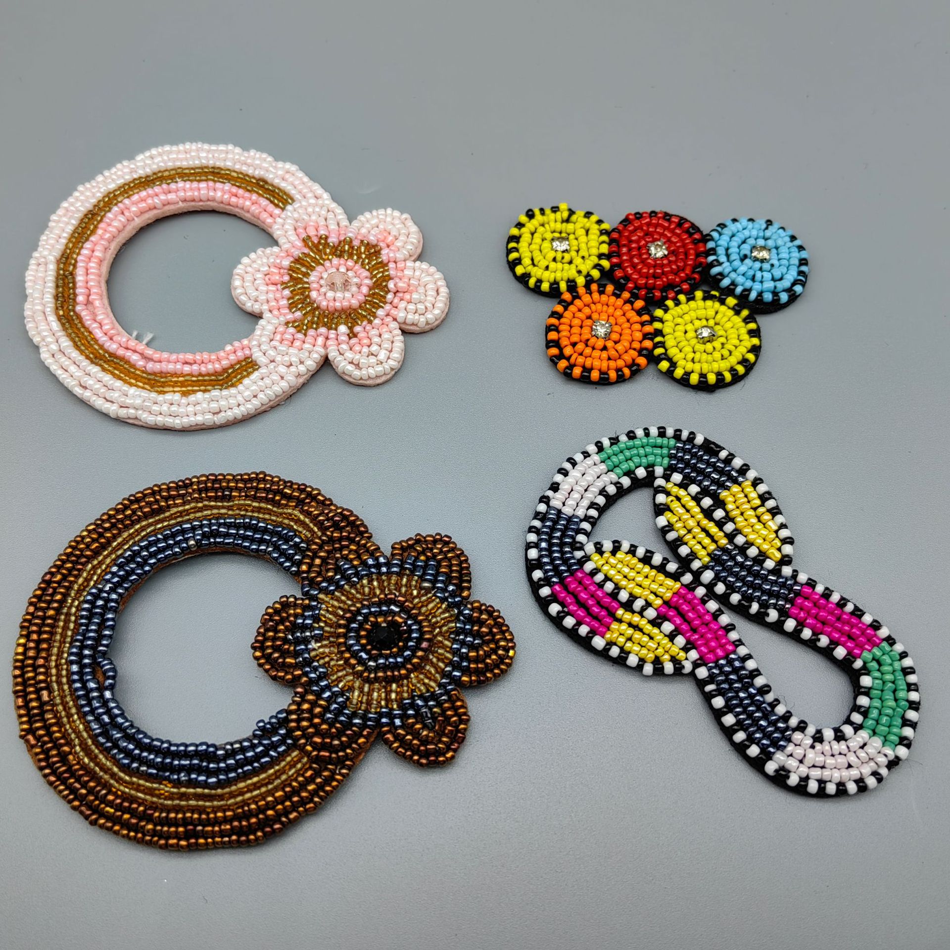 国潮批发复古手缝串珠鞋花民族风辅料配件手工小米珠布贴鞋帽包包配饰详情13