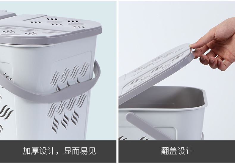 Hollowed-out covered storage basket, plastic rectangular storage basket, toy and clothing storage basket, office document storage basket pic 4