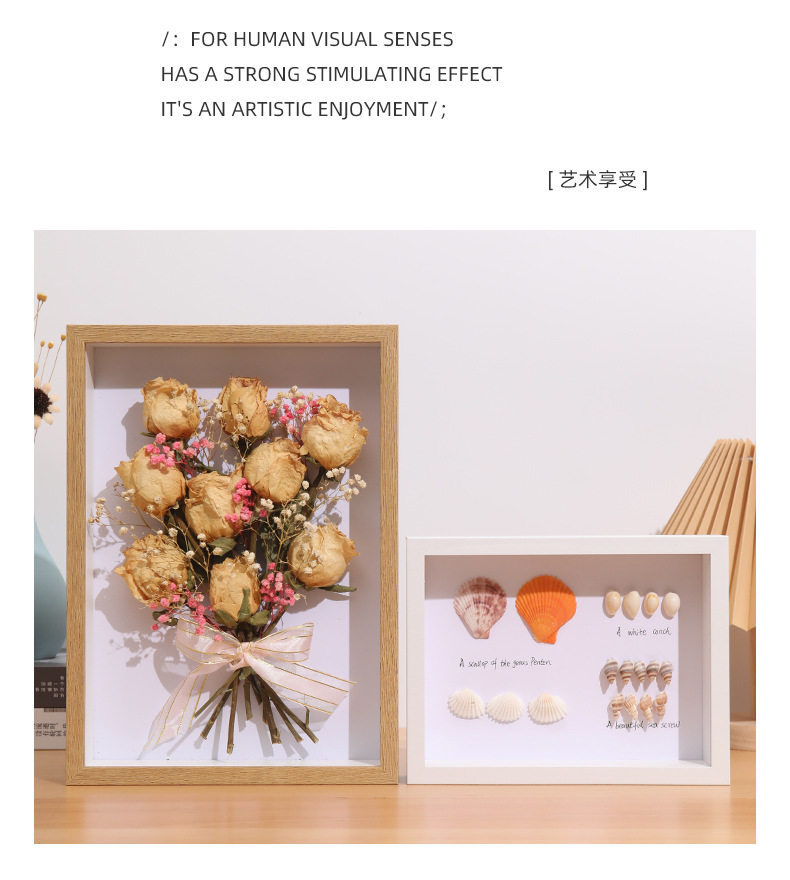 Hollow three-dimensional photo frame, 6-inch photo frame wholesale, wooden picture frame, DIY, dried flower photo frame, A4 wall-mounted photo frame display table pic 20
