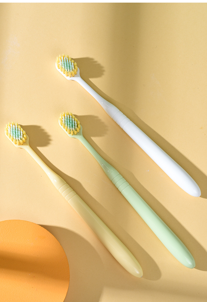 日式宽薄头凸面牙刷软毛3支装 成人专用大头情侣家用高级牙刷批发详情22