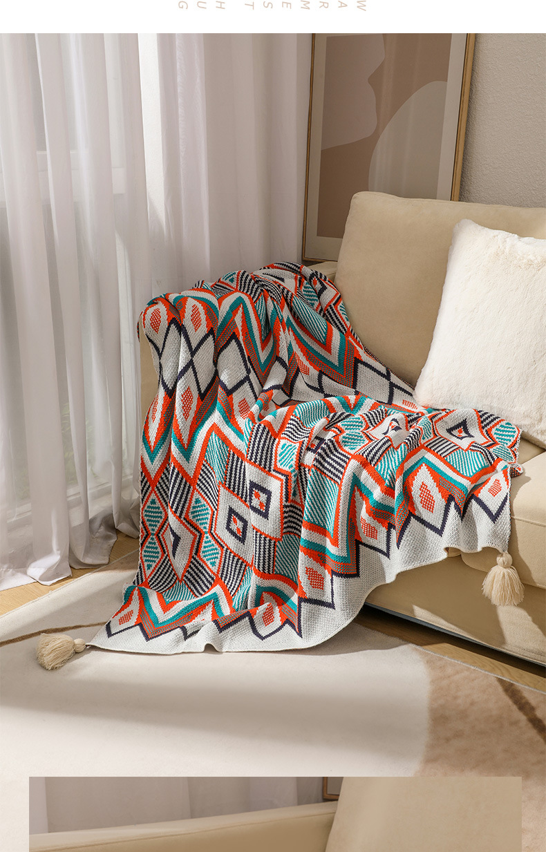 Bohemian sofa cover blanket, air conditioning blanket, all-season universal nap blanket, ethnic-style bed, tail blanket, and lap blanket pic 8