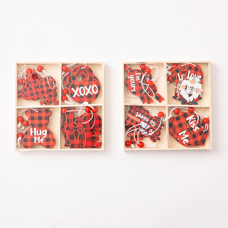 跨境新品情人节木质装饰品挂件 爱心情人节派对场景布置悬挂装饰详情9