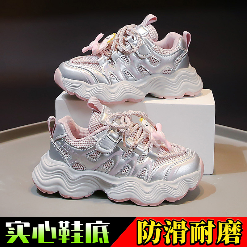 儿童国潮网鞋透气女童运动鞋春秋季新款女孩老爹鞋百搭软底跑步鞋详情2