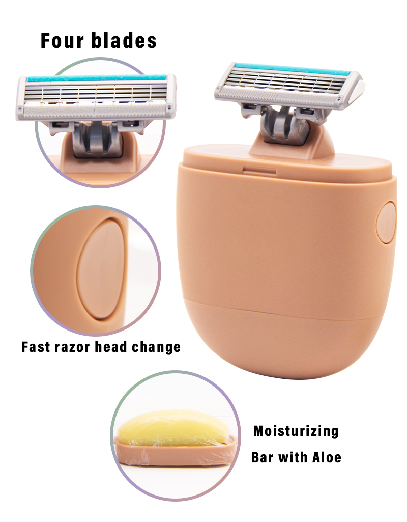 颜羊小熊款便携剃毛刀手动一体式敏感肌专用刀头带护肤皂脱毛神器详情2