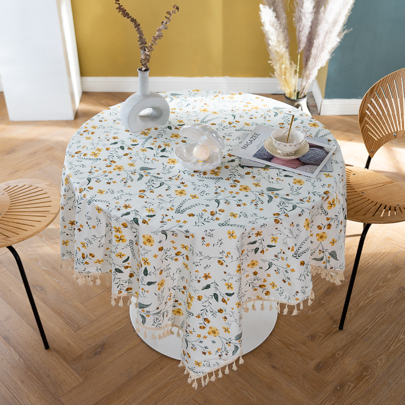 Pure cotton cross-border artistic Nordic Japanese tassel tablecloth, Japanese printed cover cloth, Korean floral rectangular tablecloth pic 3