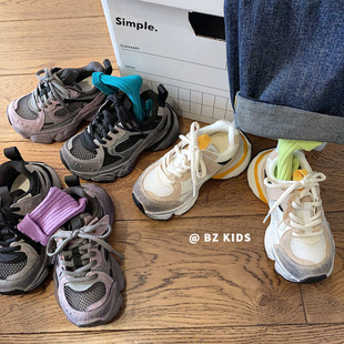 一脚蹬童鞋小童儿童运动鞋网面透气2024春款男童老爹鞋女童跑步鞋详情16