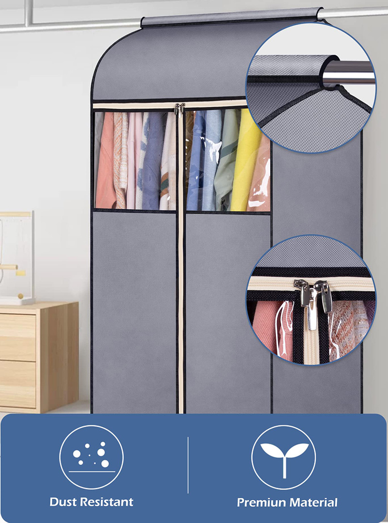 Amazon 3D clothing dust bag, home non-woven fabric clothing dust cover, hanging bag, suit down jacket hanging bag pic 2