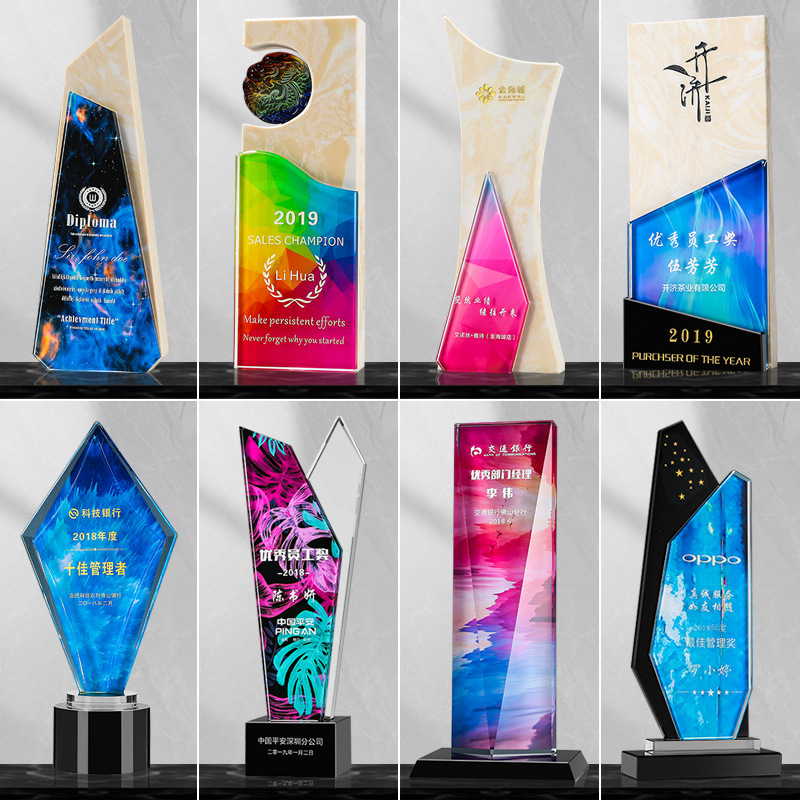 Creative crystal trophy, Thumb Five-pointed star Annual meeting Commendation Resin Metal Trophy, Event Plastic Engraved Award pic 33
