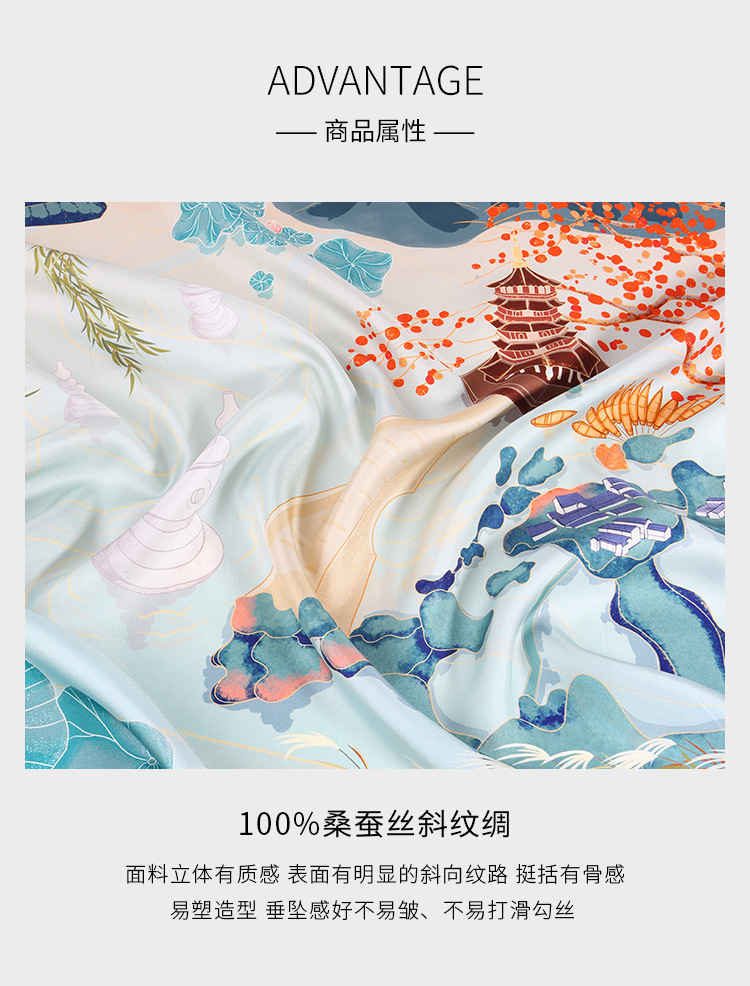 Double-sided digital silk large square scarf 90cm, Chinese style scarf, heavyweight 16mm mulberry silk scarf processing on behalf of others pic 31
