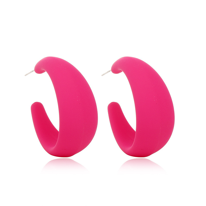 New cross-border earrings from Europe and America: Barbie pink best-selling set, rose red geometric versatile summer earrings for women with a vacation style pic 27