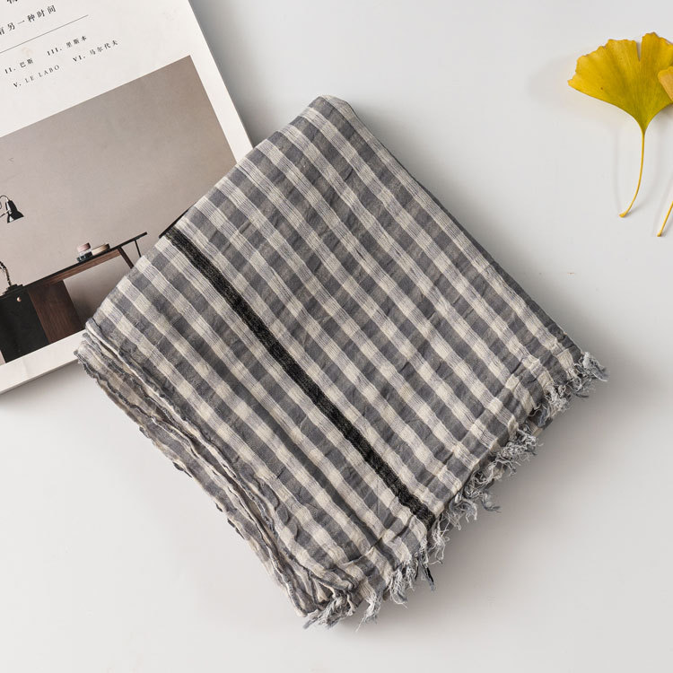 秋冬简约纯棉围巾男士棉麻高级感文艺ing风沙漠披肩跨境批发详情4