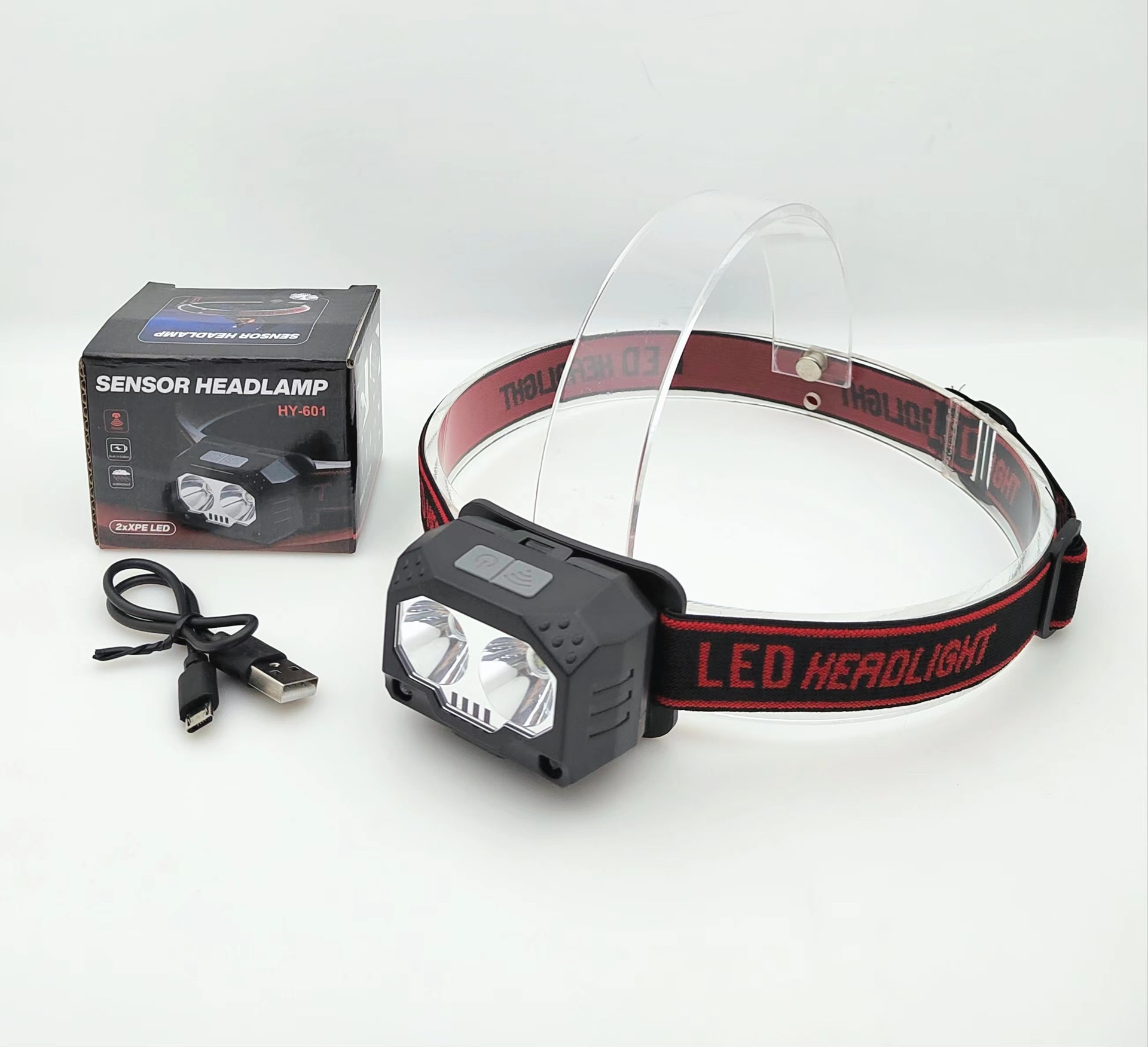 New dual-light source, hand-wave induction charging, multi-functional LED strong light, waterproof lighting, cycling and fishing headlamp flashlight pic 2