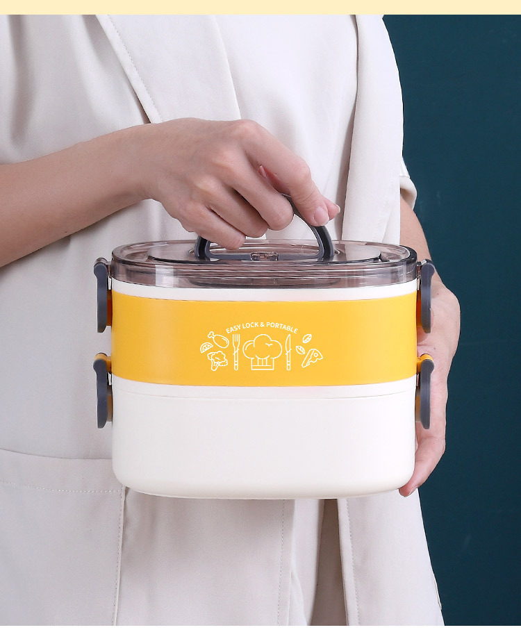 INS网红椭圆双层不锈钢饭盒 学生便当盒便携成人食堂办公保温餐盒详情12