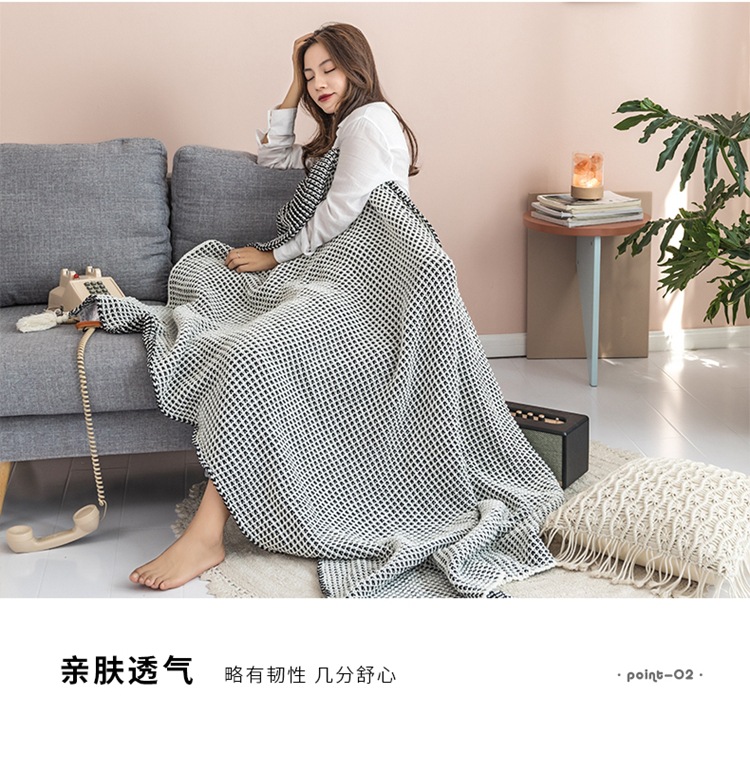 Autumn and winter thickened knitted yarn blankets, waff-checkered acrylic yarn blankets, office nap blankets, air conditioning blankets, photo props pic 7