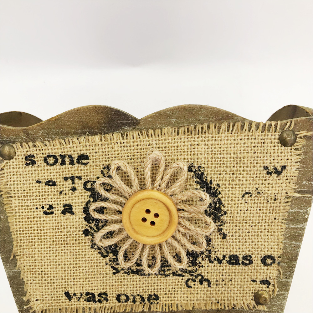 欧式复古zakka木质花盆园艺贴麻布木质多肉花盆桌面盆栽创意摆件详情6