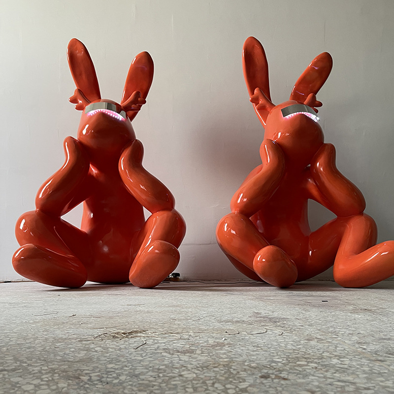 Electroplated cartoon glasses, thoughtful rabbit figurines, model rooms, sales offices, living rooms, studies, creative decorations, large-scale cartoons pic 4