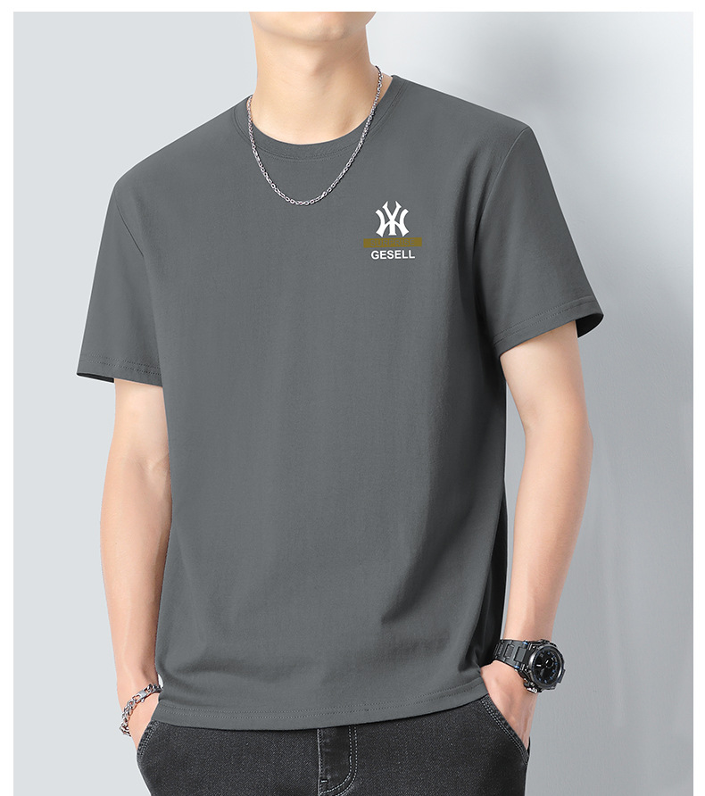 新疆重磅长绒棉青年短袖t恤男士2024夏季新款纯棉半袖体恤上衣男详情10