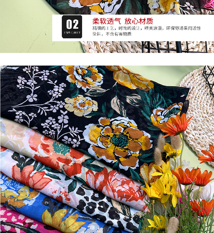 Spring and summer new in-stock pearl chiffon printed fabric summer dress small floral pattern Hanfu fabric polyester chiffon pic 9