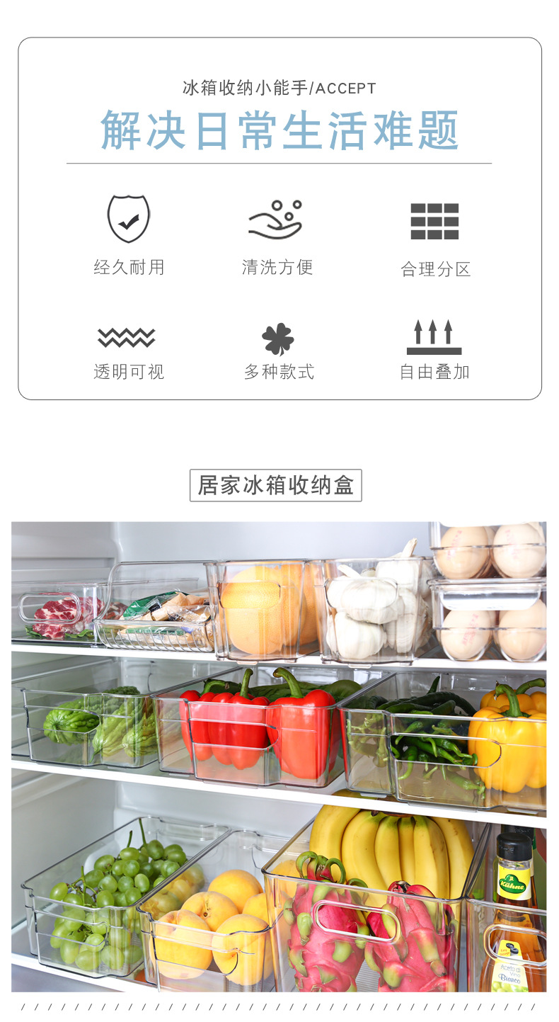 Коробка для хранения пластиковых продуктов, прозрачная упаковка для хранения холодильников, коробка для сбора урожая, коробка для хранения овощей и овощей на кухне pic 2