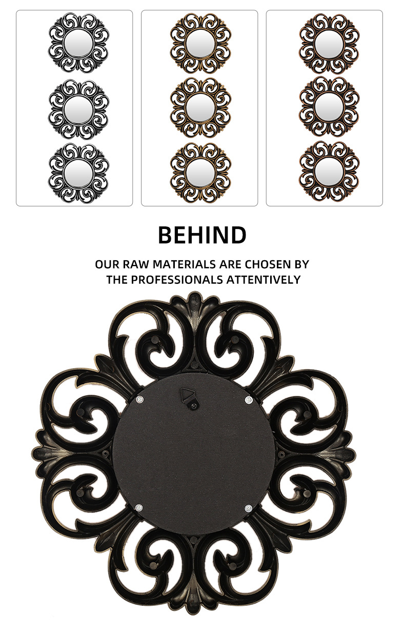 Factory-supplied European and American style background decorative flower-shaped fashionable and creative living room wall-mounted mirrors pic 6