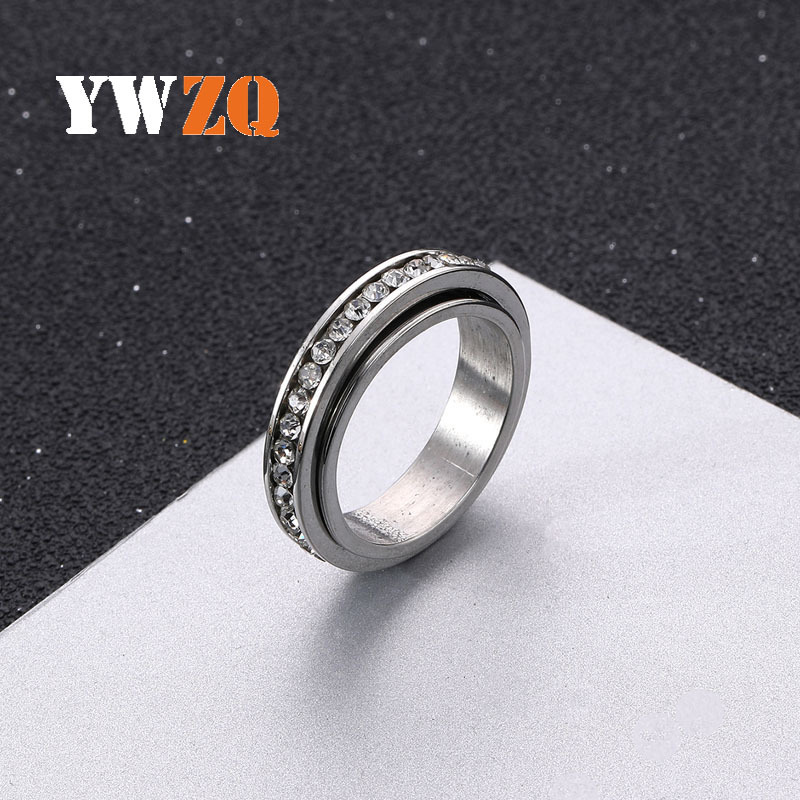 欧美货源星星月亮钛钢戒指可转动解压男女戒指不锈钢饰品配饰批发详情7
