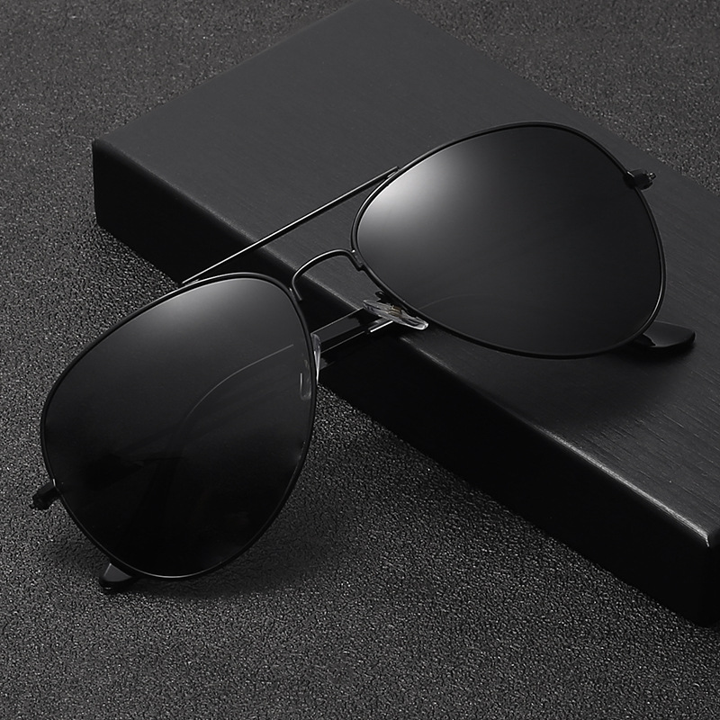 偏光太阳镜2023夏季新款男士眼镜金属双梁蛤蟆镜黑色墨镜女批发厂详情6