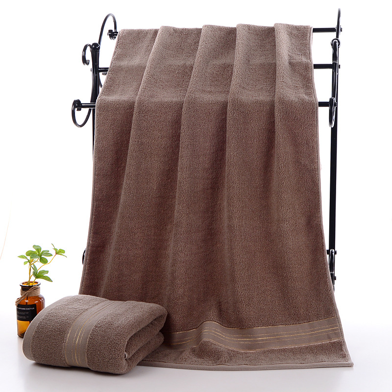 Wholesale thickened 400g cotton bath towels for home use, adult men and women, water-absorbing gold thread broken plain bath towels, can be made with logo pic 7