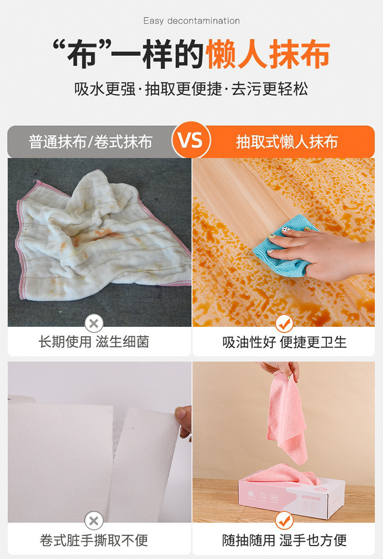抽取式懒人抹布百洁布洗碗巾家用吸水加厚厨房超细纤维洗碗布批发详情5