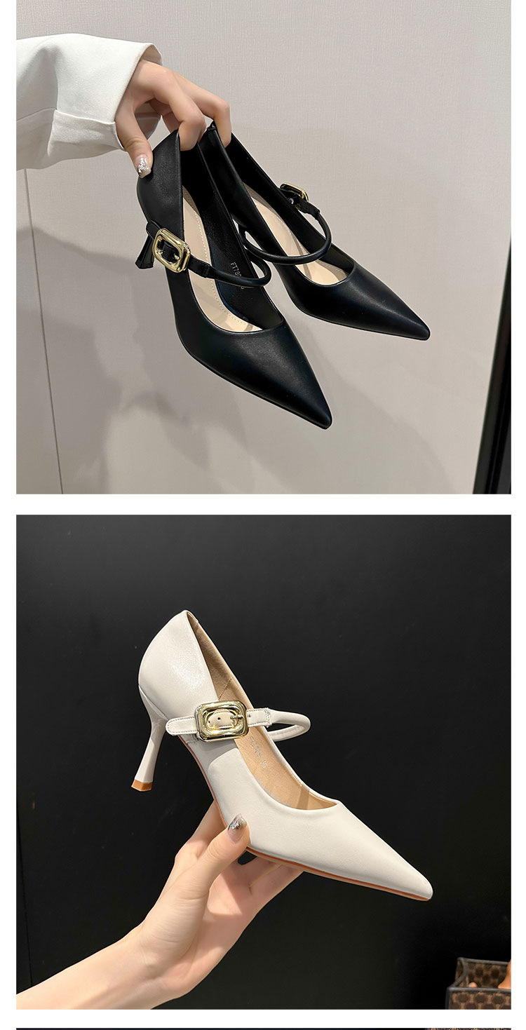 时装单鞋2024春秋外穿尖头粗跟皮带扣高级感气质通勤工作时装鞋女详情13