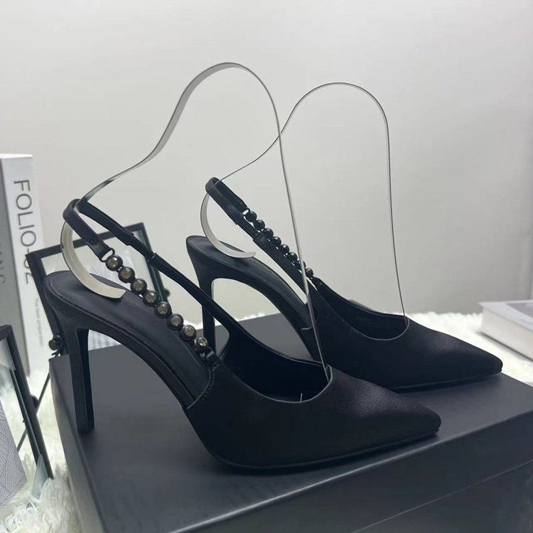 2024年新款配裙子尖头细跟高跟鞋女气质名媛银色凉鞋高级女鞋ins详情6