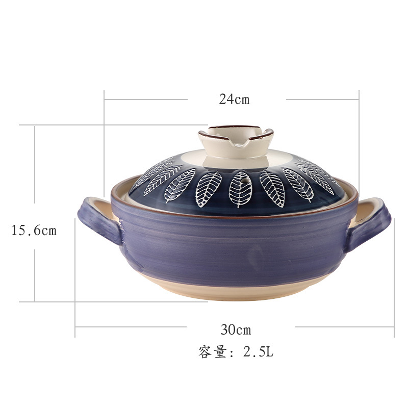 Wide-mouthed clay pot Japanese-style hand-painted home coarse earthenware stewing pot heat-resistant ceramic 煲仔饭 open flame small earthenware pot for one person pic 21