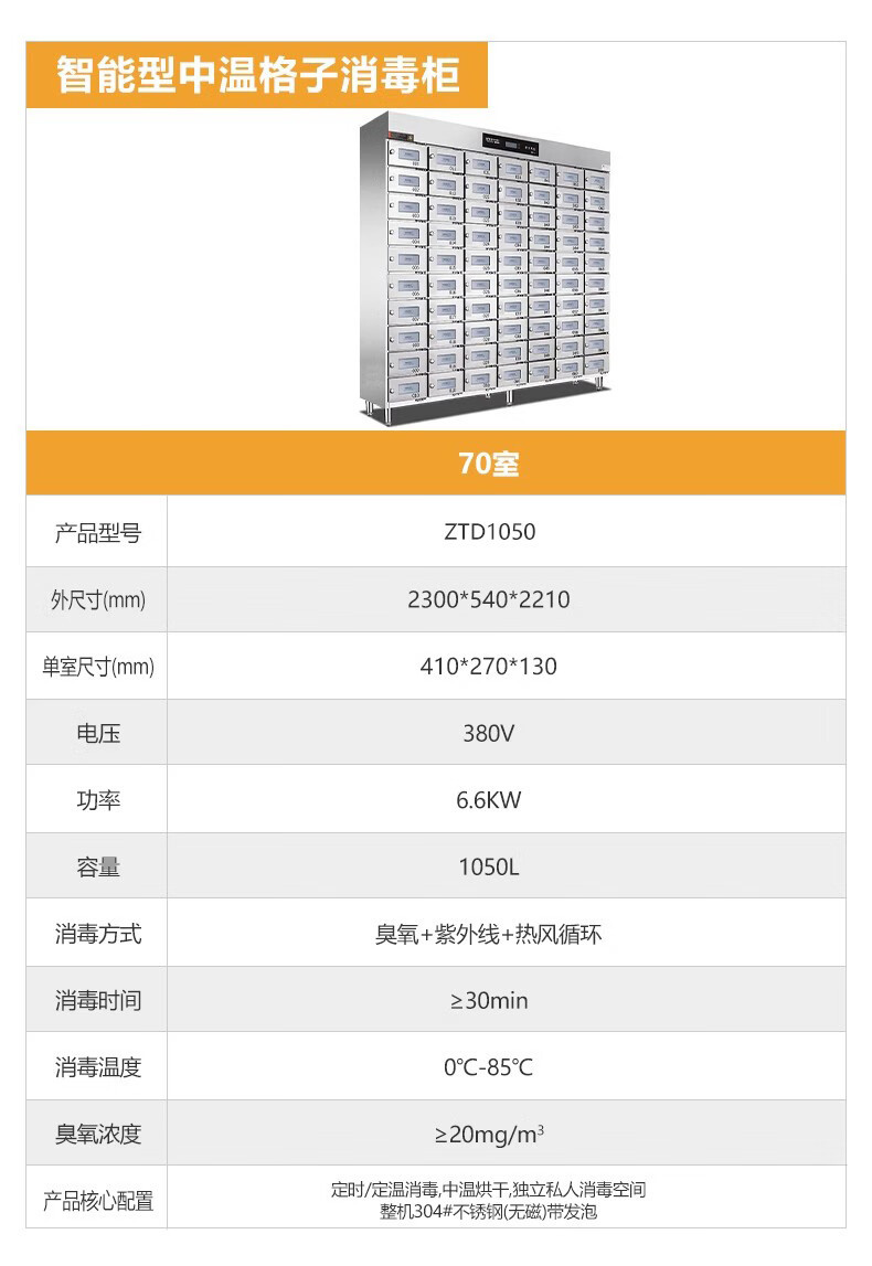 麦大厨商用消毒柜格子大容量食堂304不锈钢多格紫外线热风消毒柜详情18
