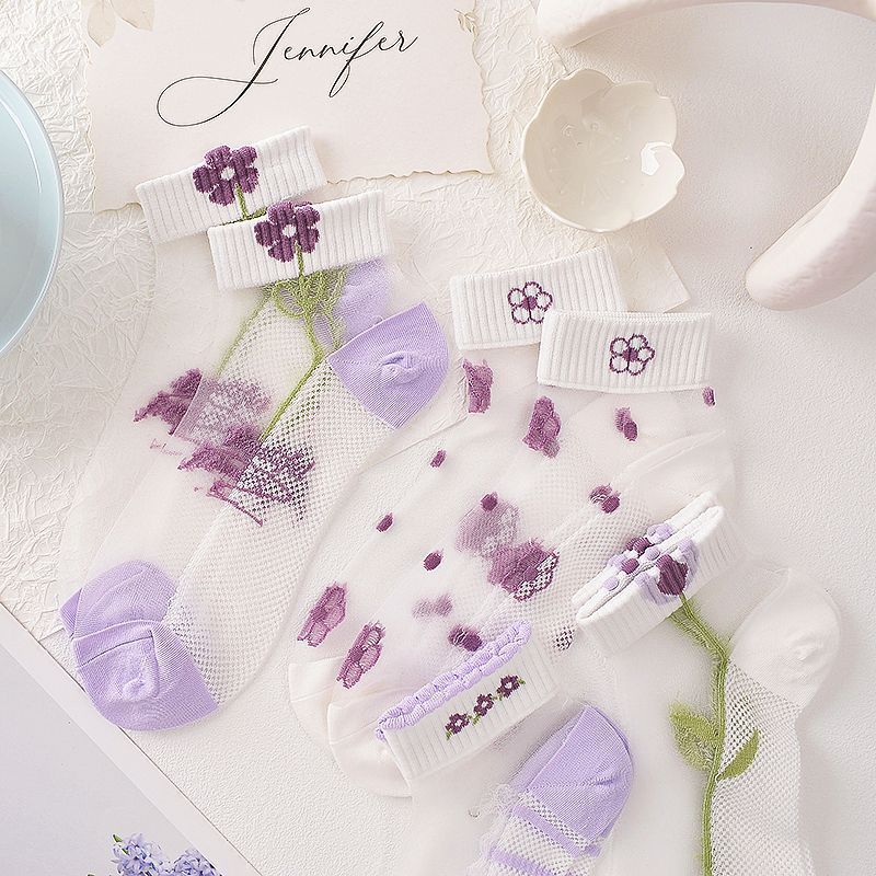 袜子女夏季薄款棉底水晶丝袜可爱日系jk船袜学生韩版玻璃丝短袜详情2