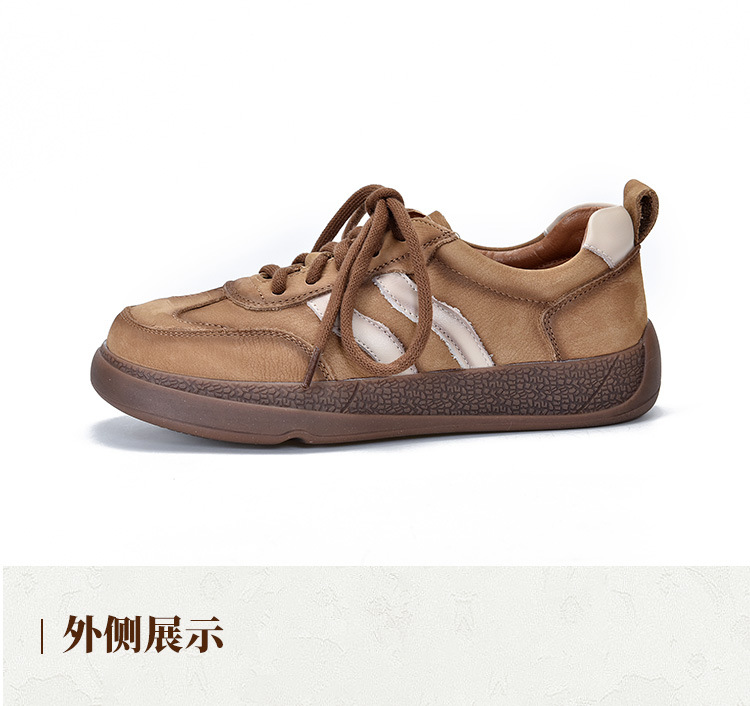 真皮女鞋平底鞋2024春夏新款休闲百搭四季女鞋低帮运动风德训鞋详情13